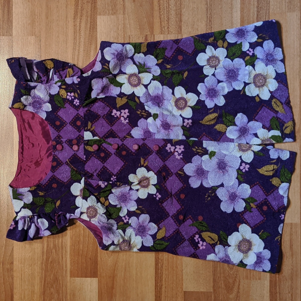 Vintage 60's purple flower power sleeveless baby doll shirt